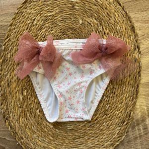 Slip costume bimba con fiocchi rosa antico glitterati