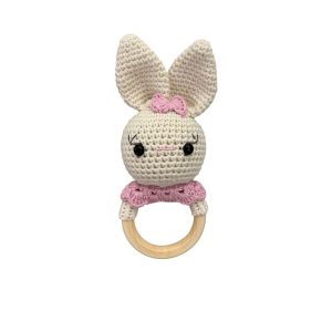 Sonaglino coniglietto fiocco rosa