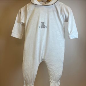 Tutina bianca orso e cuore tortora