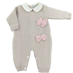 Tutina beige con fiocchi rosa i Delfi