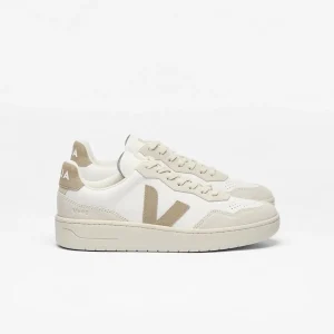 Sneakers V-90 in pelle bianco e taupe