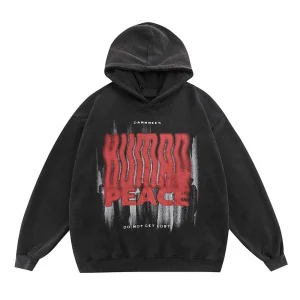 Washed Black Hoodie "Human Peace"
